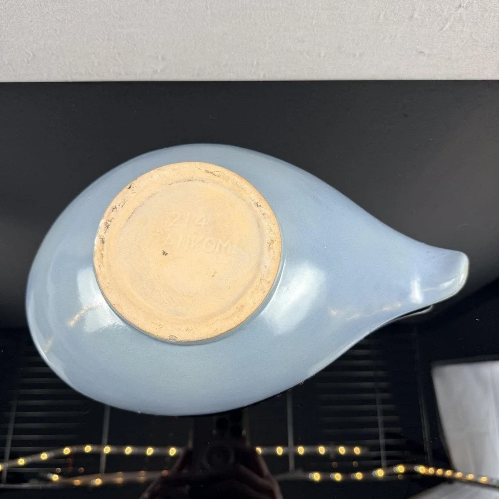 Frankoma 214 Freeform Console Bowl Sky Blue MCM Centerpiece 12